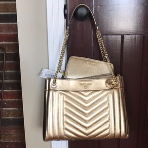 New w/tags gold Michael Kors bag w/wallet.